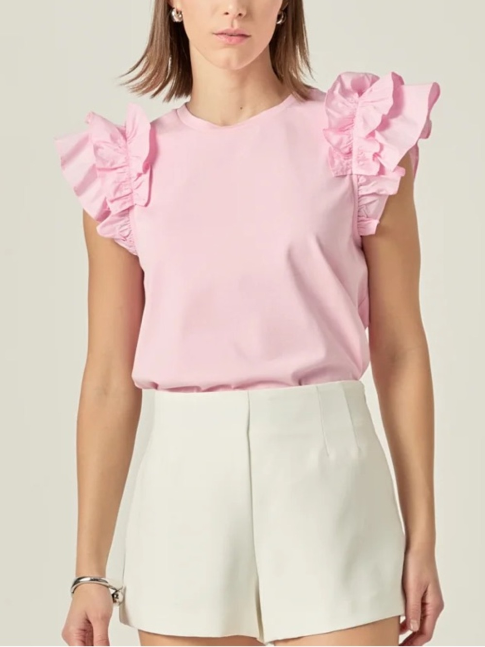 English Factory Pink Ruffle Sleeve Blouse